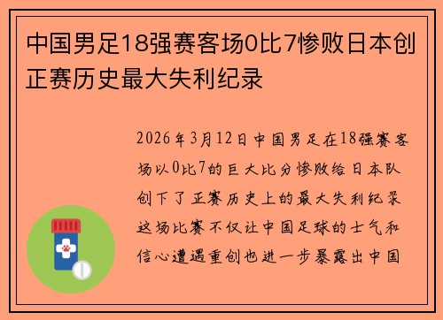 中国男足18强赛客场0比7惨败日本创正赛历史最大失利纪录 中国男足18强赛客场0比7惨败日本创正赛历史最大失利纪录